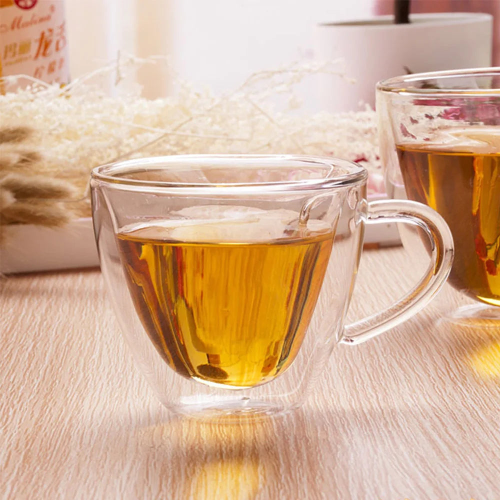 180ml/240ml 4.25/8.5oz Heart Love Shaped Tea Cups - Double Layer Glass