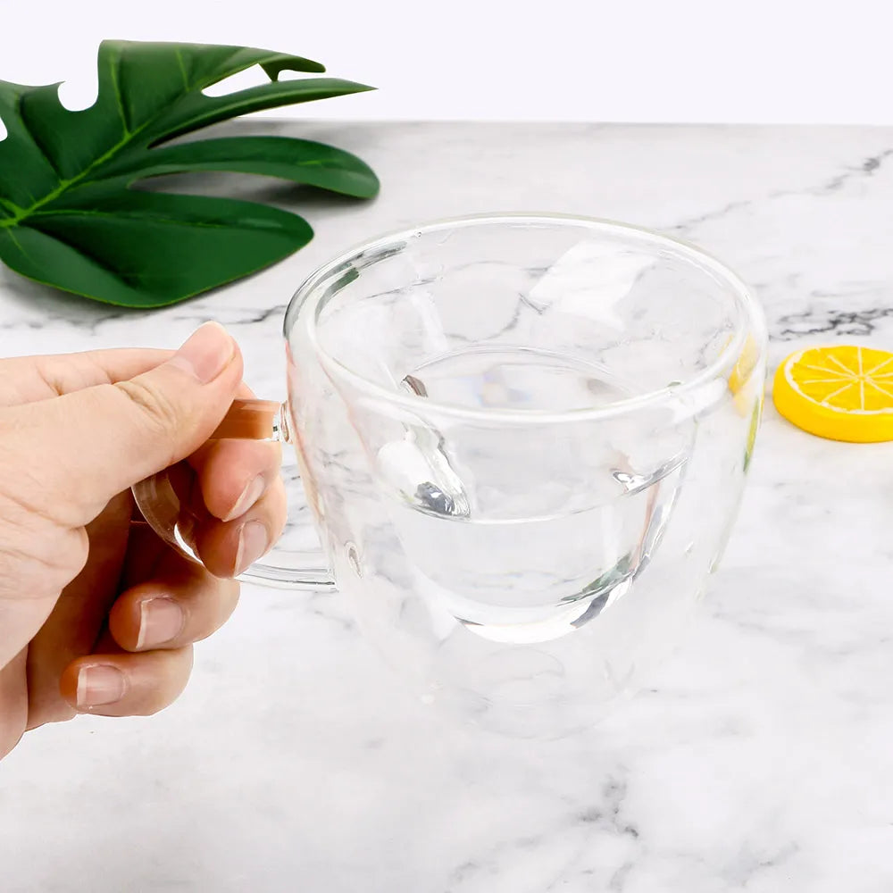 180ml/240ml 4.25/8.5oz Heart Love Shaped Tea Cups - Double Layer Glass